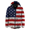 USA Flag Grunge Print Down Jacket-grizzshop