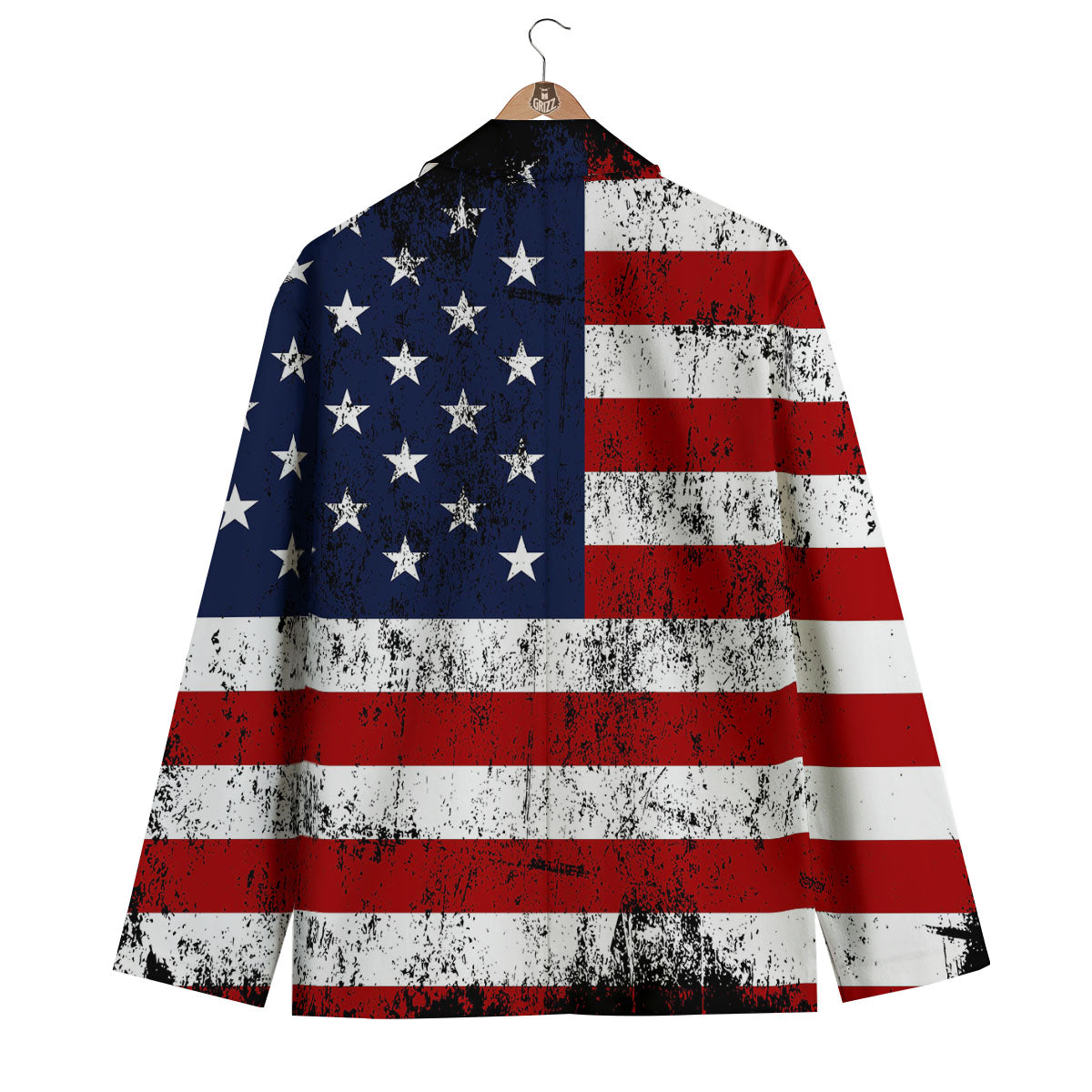 USA Flag Grunge Print Men's Blazer-grizzshop