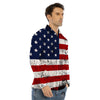 USA Flag Grunge Print Men's Dress Shirts-grizzshop