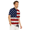 USA Flag Grunge Print Men's Golf Shirts-grizzshop