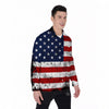 USA Flag Grunge Print Men's Long Sleeve Shirts-grizzshop