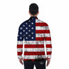 USA Flag Grunge Print Men's Long Sleeve Shirts-grizzshop