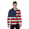 USA Flag Grunge Print Men's Long Sleeve Shirts-grizzshop