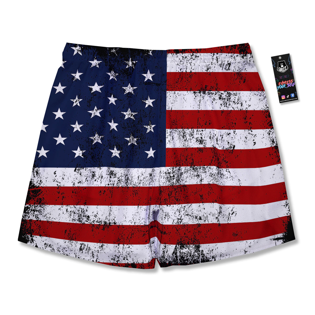 USA Flag Grunge Print Men's Running Shorts-grizzshop