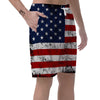 USA Flag Grunge Print Men's Shorts-grizzshop