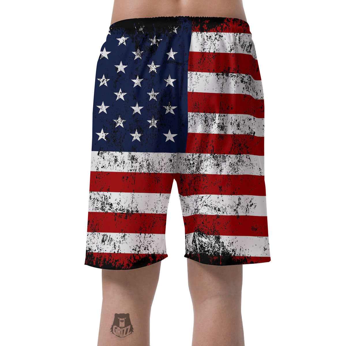 USA Flag Grunge Print Men's Shorts-grizzshop