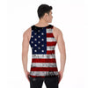 USA Flag Grunge Print Men's Tank Top-grizzshop