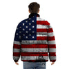 USA Flag Grunge Print Puffer Jacket-grizzshop