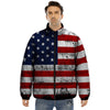 USA Flag Grunge Print Puffer Jacket-grizzshop