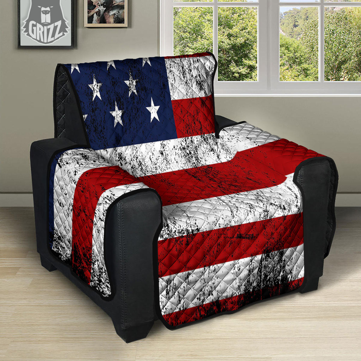 USA Flag Grunge Print Recliner Protector-grizzshop