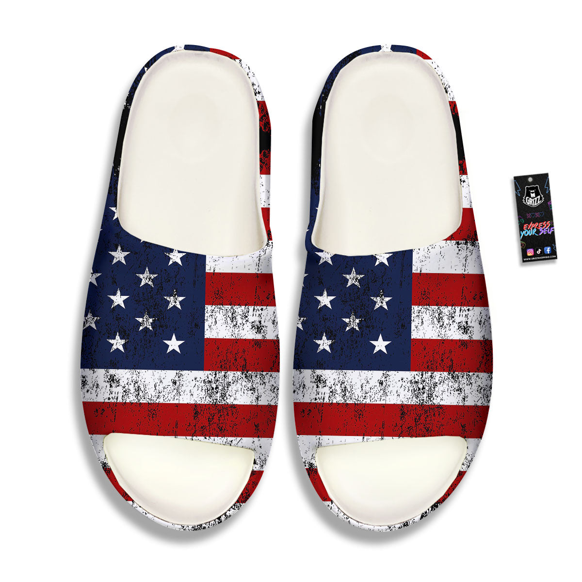 USA Flag Grunge Print Sandals-grizzshop