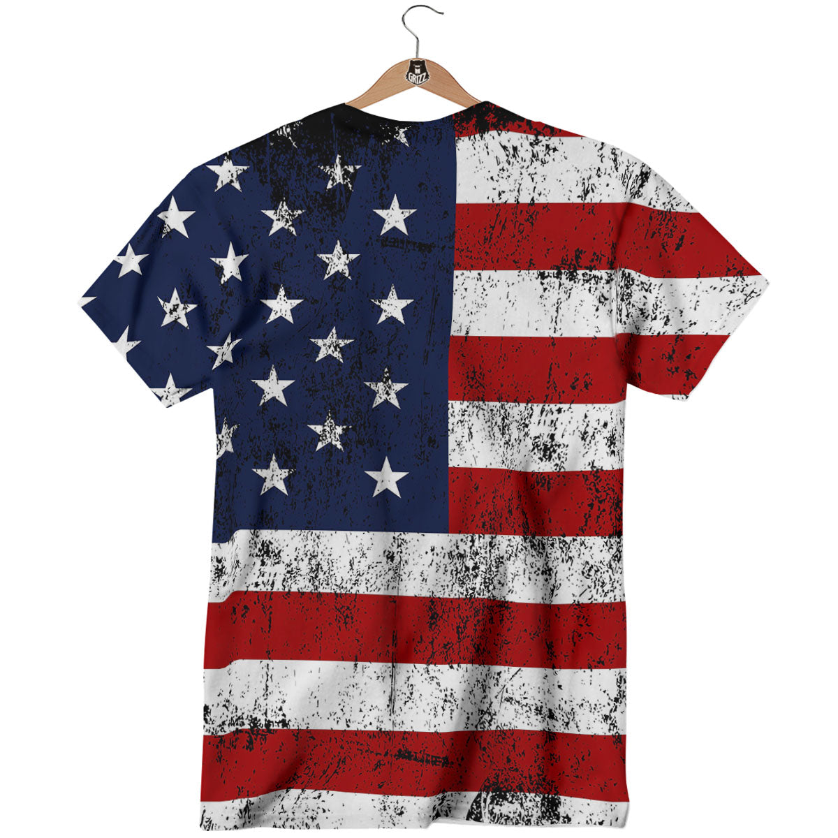 USA Flag Grunge Print T-Shirt-grizzshop