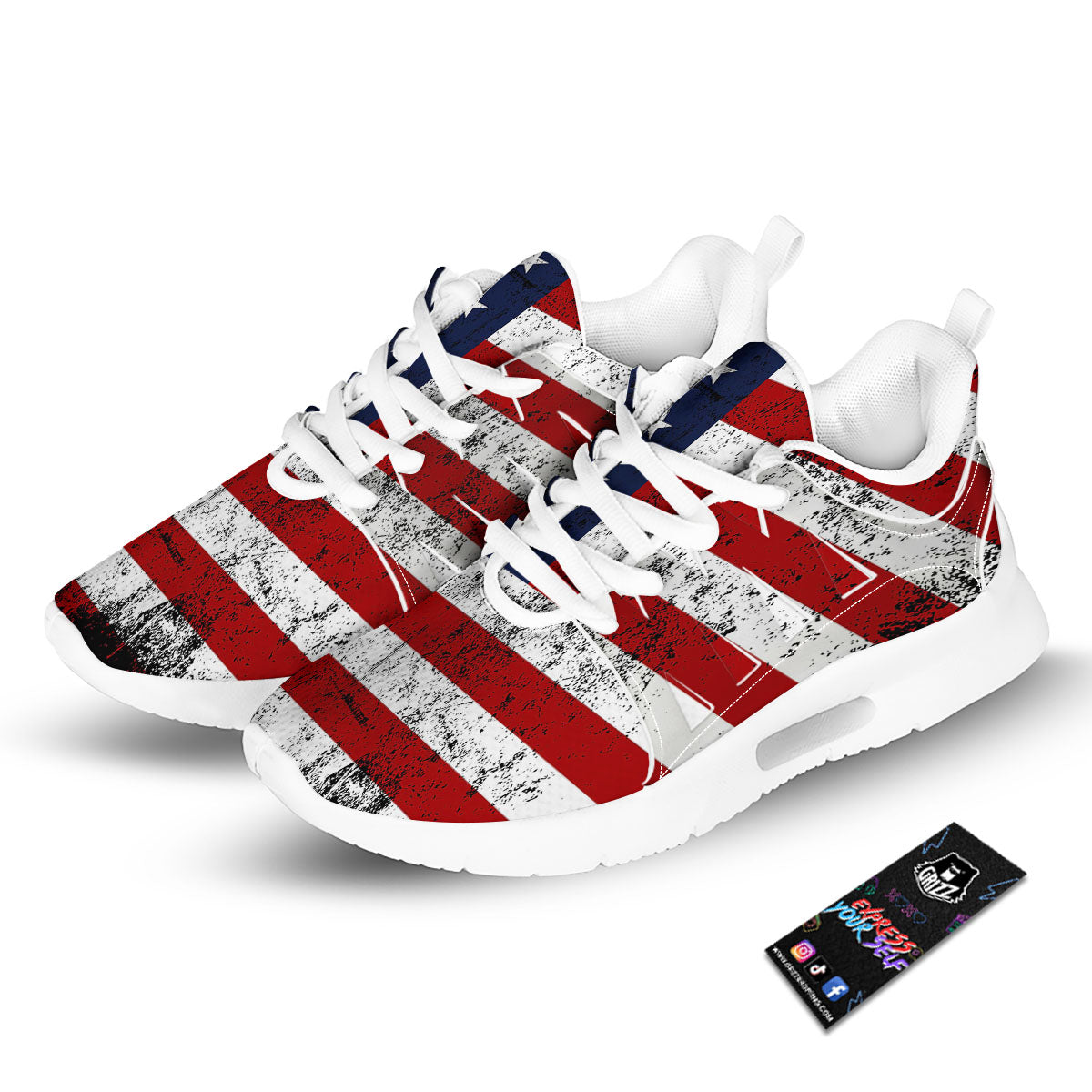 USA Flag Grunge Print Tennis Shoes-grizzshop