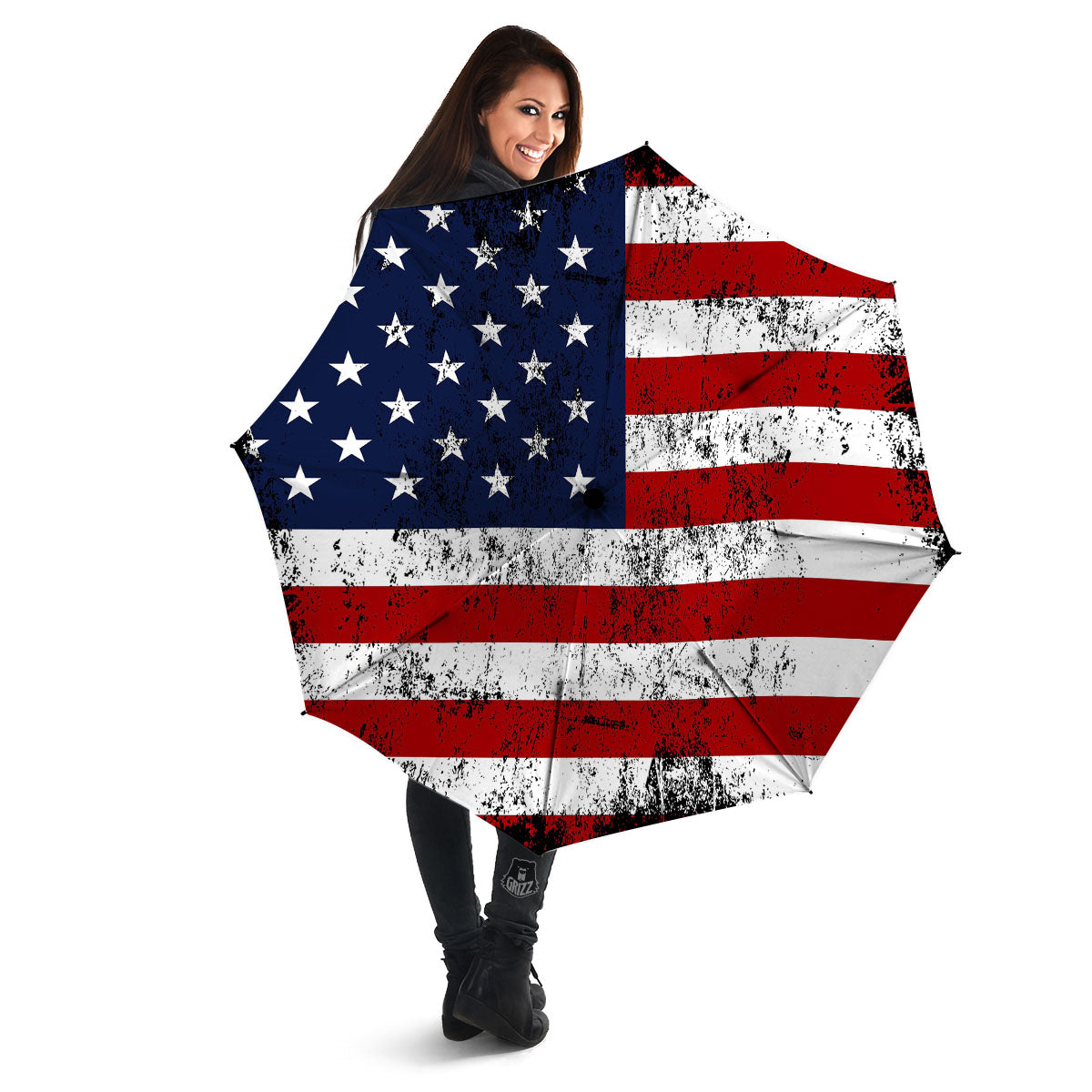 USA Flag Grunge Print Umbrella-grizzshop