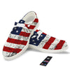 USA Flag Grunge Print White Loafers-grizzshop