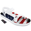 USA Flag Grunge Print White Open Toe Sandals-grizzshop