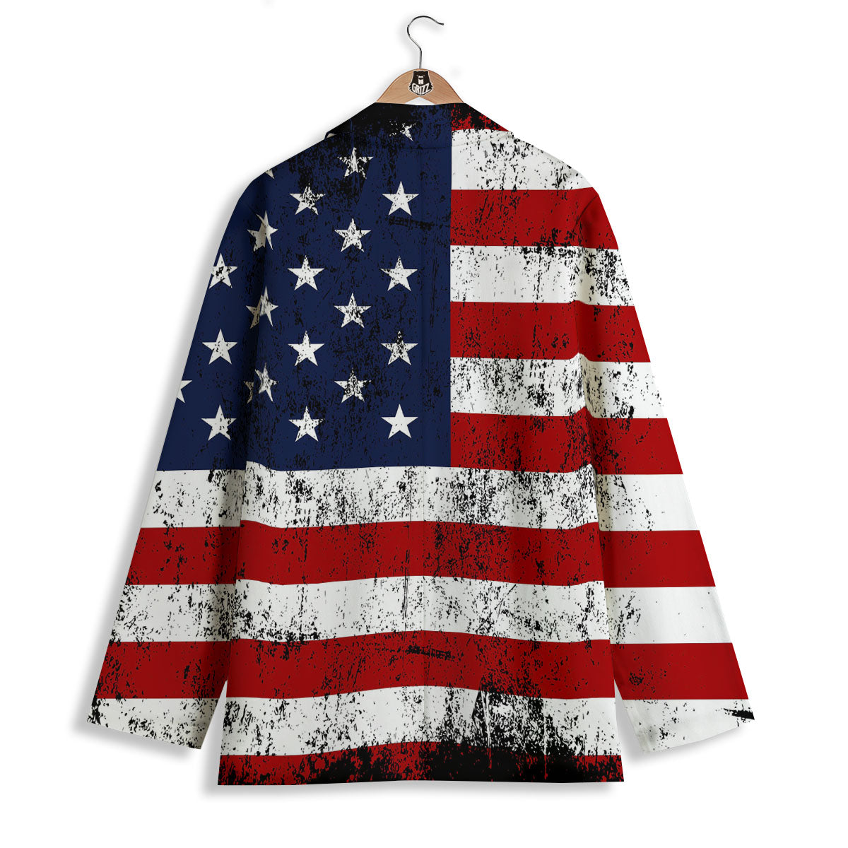 USA Flag Grunge Print Women's Blazer-grizzshop