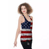 USA Flag Grunge Print Women's Racerback Tank Top-grizzshop