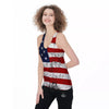 USA Flag Grunge Print Women's Racerback Tank Top-grizzshop