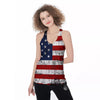 USA Flag Grunge Print Women's Racerback Tank Top-grizzshop