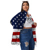 USA Flag Grunge Print Women's Sherpa Jacket-grizzshop