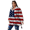 USA Flag Grunge Print Women's Sherpa Jacket-grizzshop