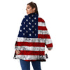 USA Flag Grunge Print Women's Sherpa Jacket-grizzshop