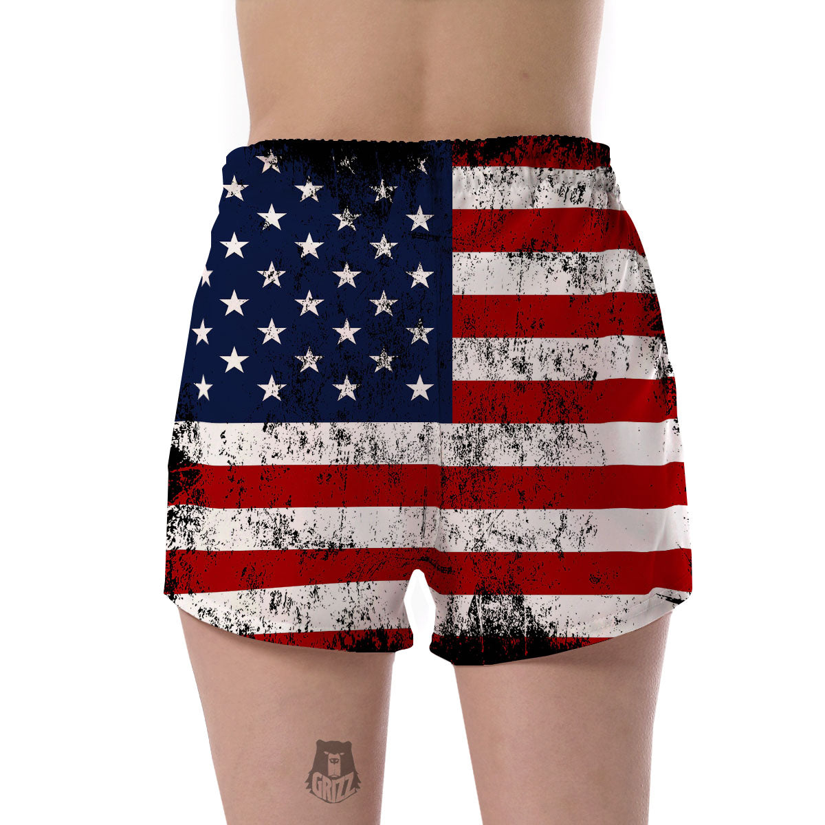 USA Flag Grunge Print Women's Shorts-grizzshop