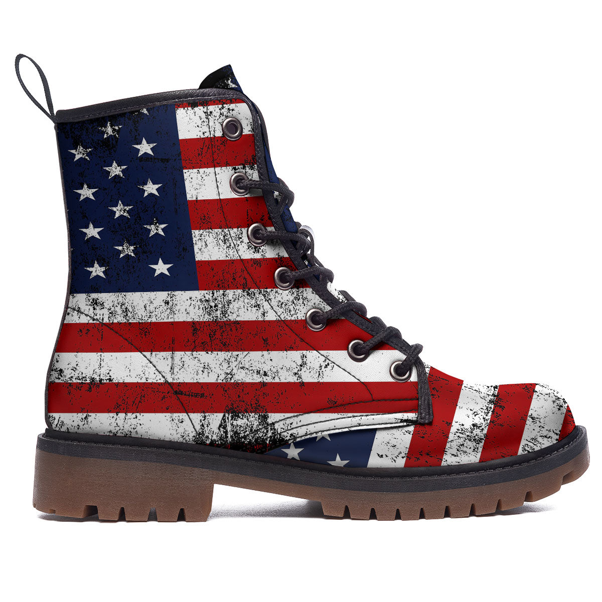 USA Flag Grunge Print Work Boots-grizzshop