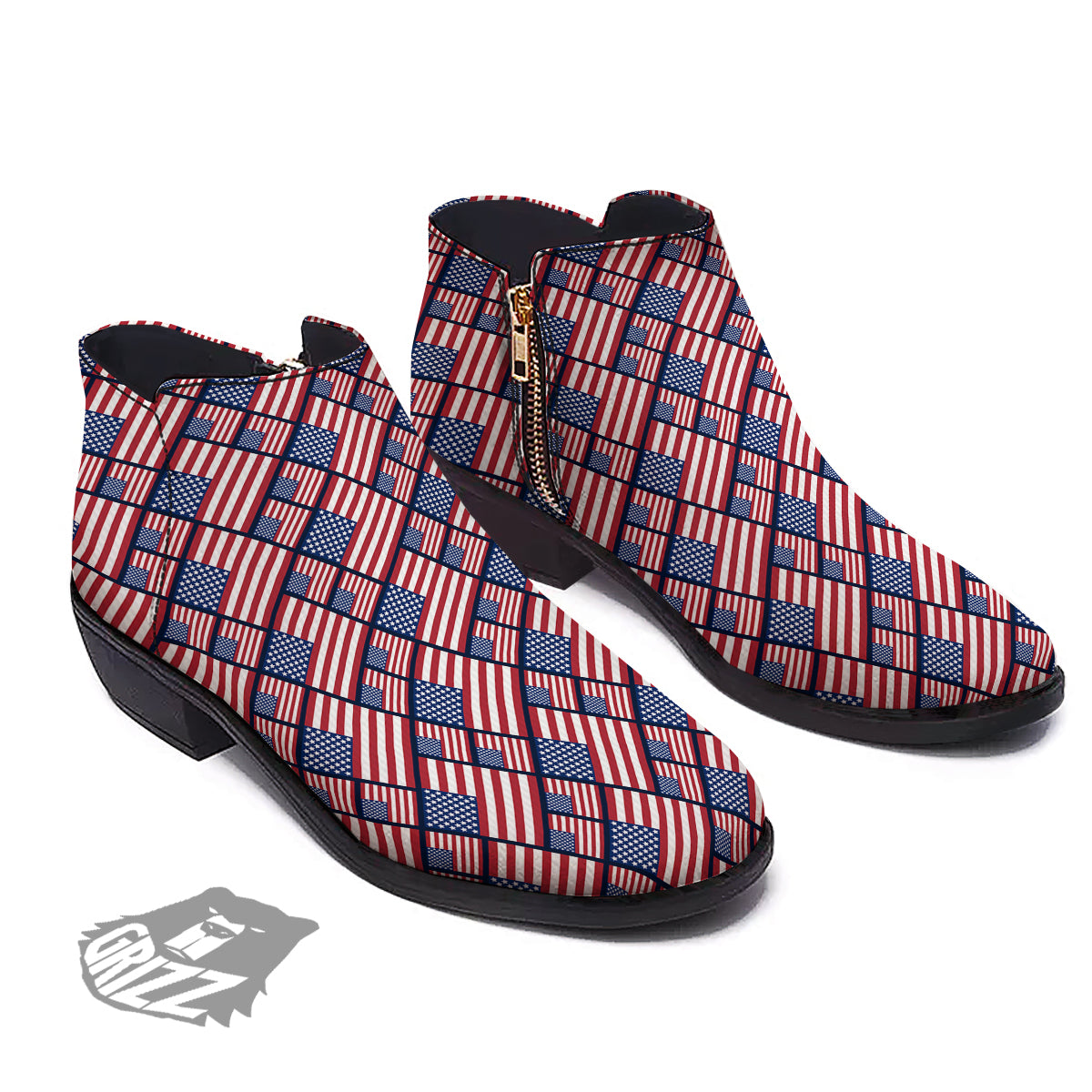 USA Flag Independence Day Print Pattern Ankle Boots-grizzshop