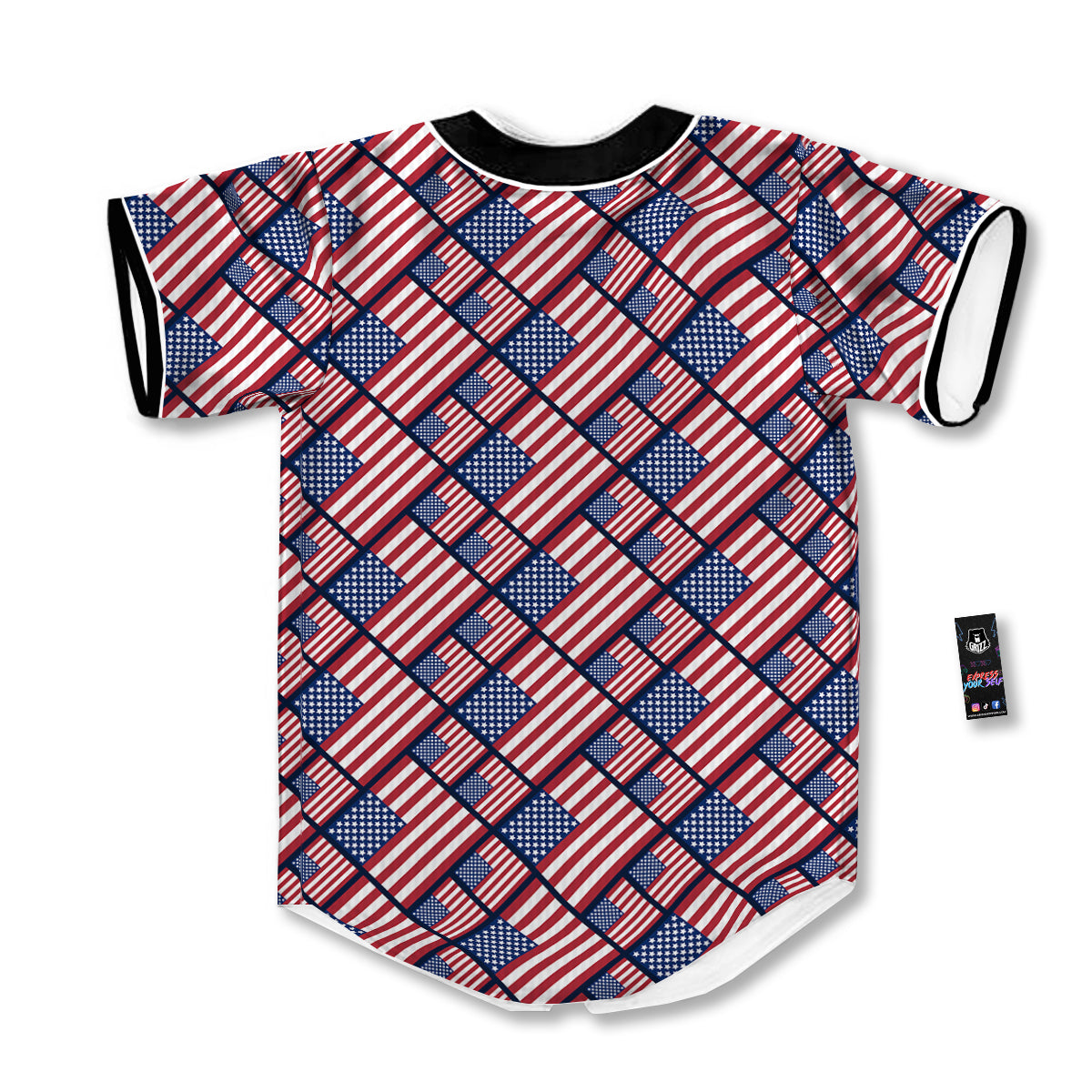 USA Flag Independence Day Print Pattern Baseball Jersey-grizzshop