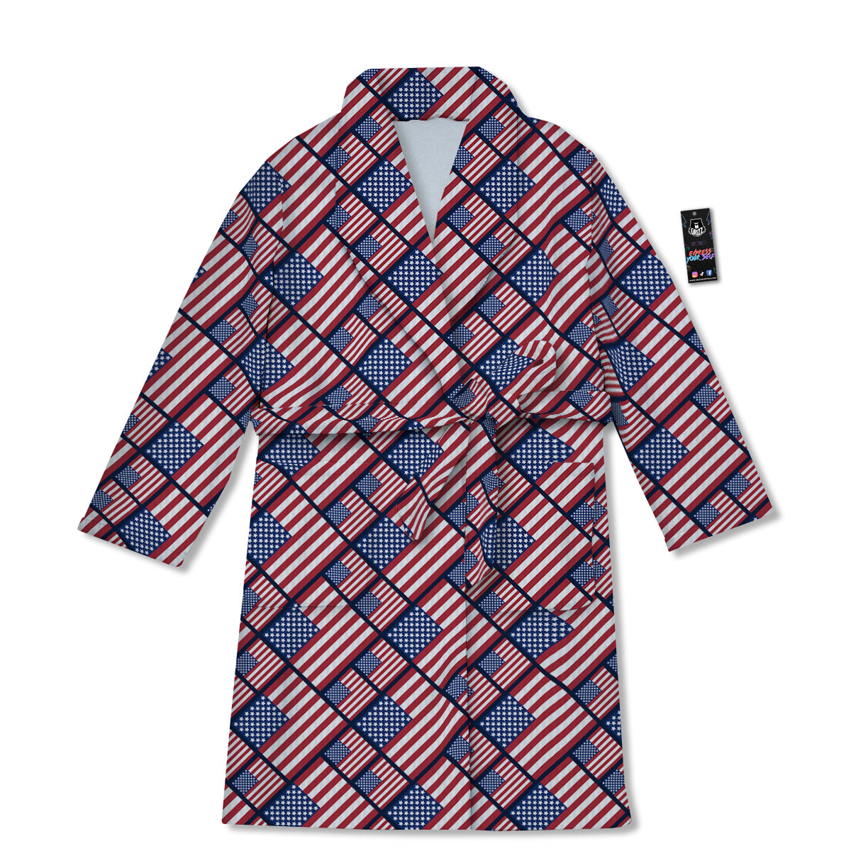 USA Flag Independence Day Print Pattern Bathrobe-grizzshop