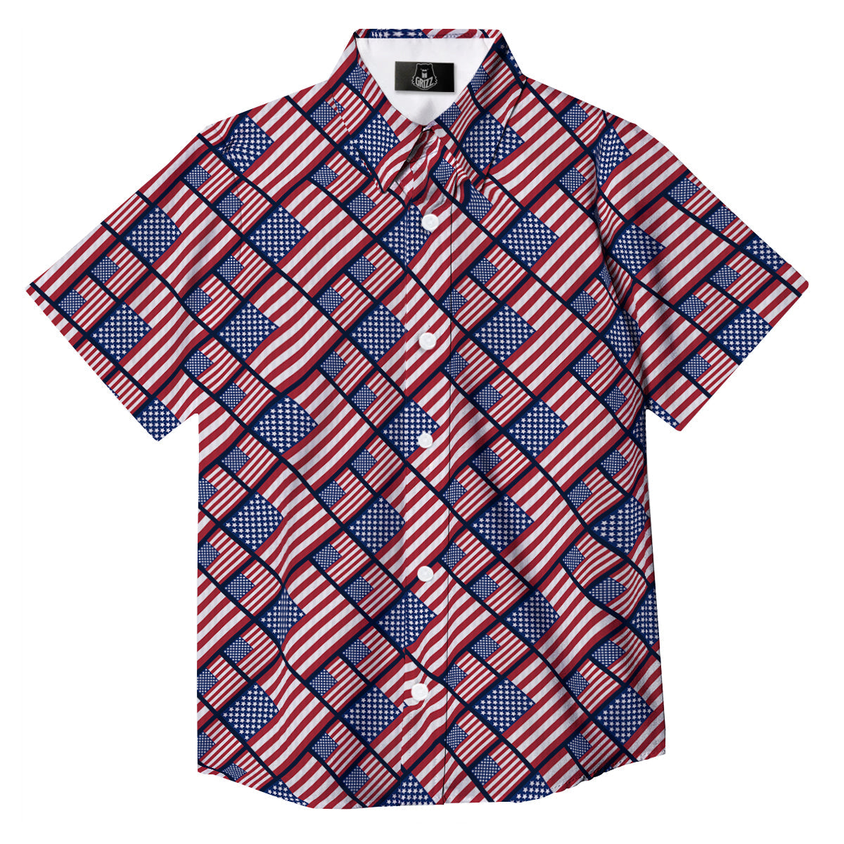 USA Flag Independence Day Print Pattern Button Up Shirt-grizzshop