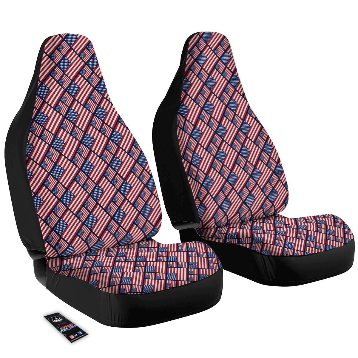 USA Flag Independence Day Print Pattern Car Seat Covers-grizzshop