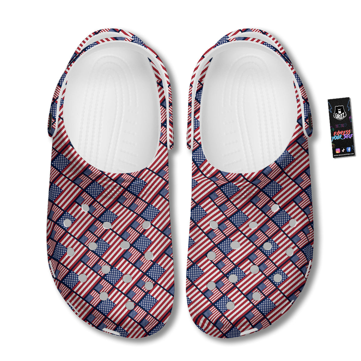 USA Flag Independence Day Print Pattern Clog-grizzshop