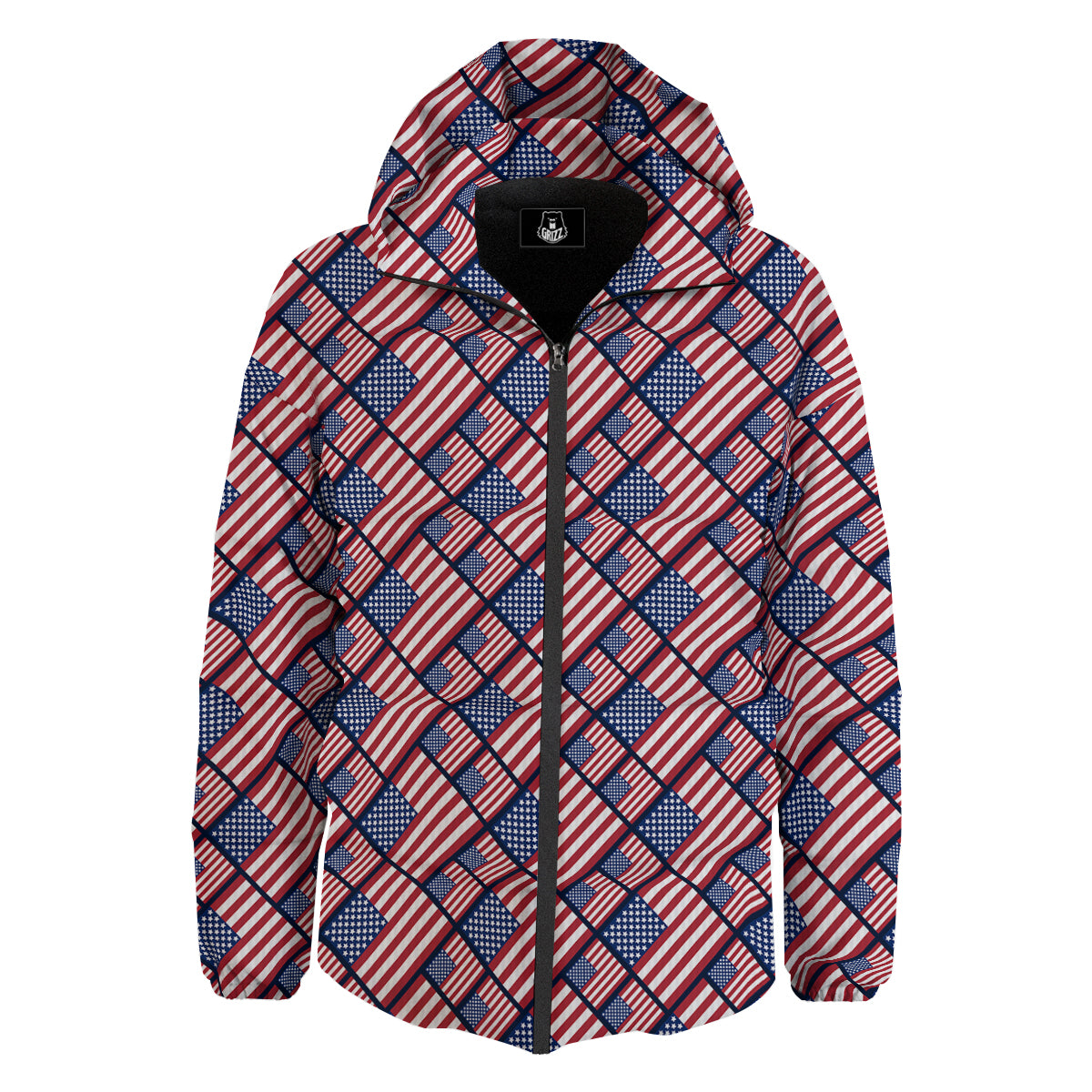 USA Flag Independence Day Print Pattern Down Jacket-grizzshop