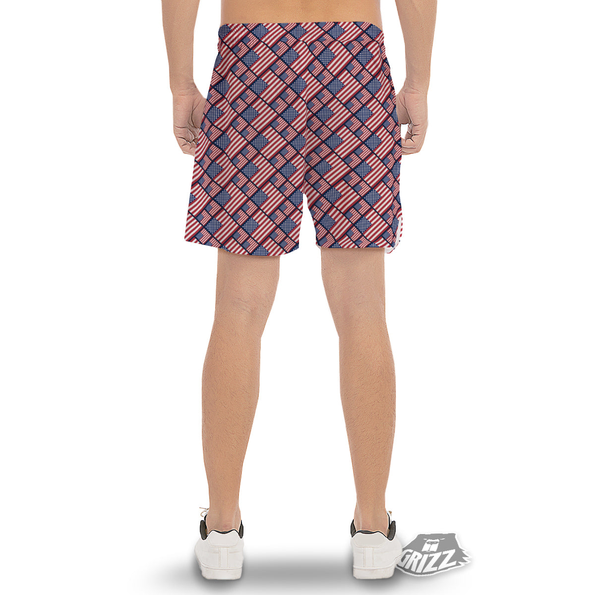 USA Flag Independence Day Print Pattern Men's Gym Shorts-grizzshop