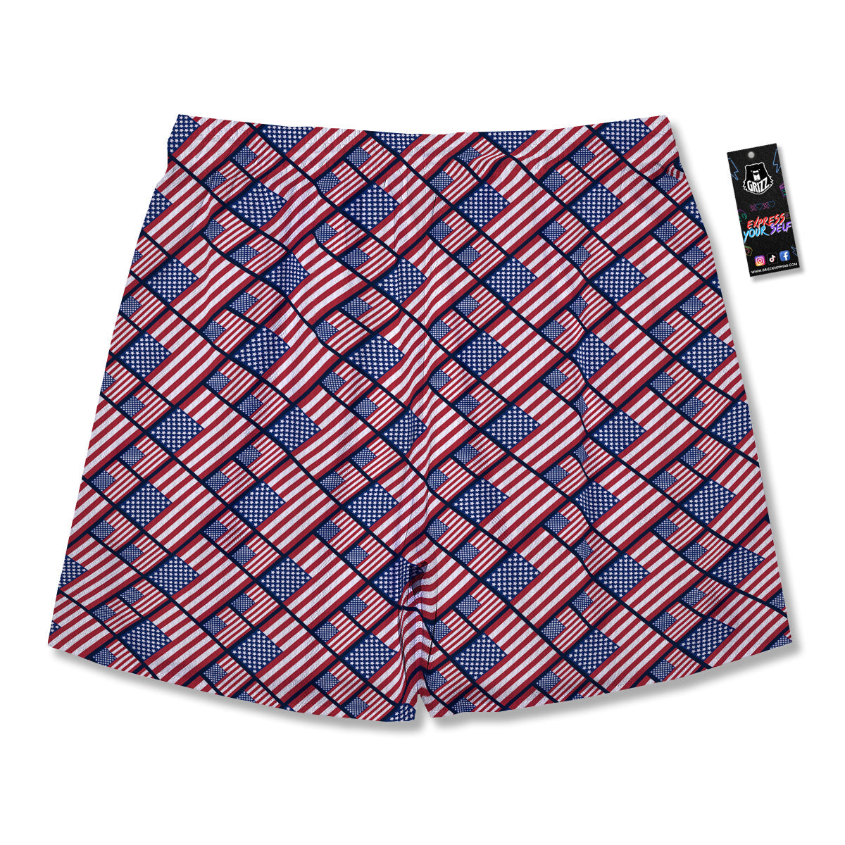 USA Flag Independence Day Print Pattern Men's Running Shorts-grizzshop