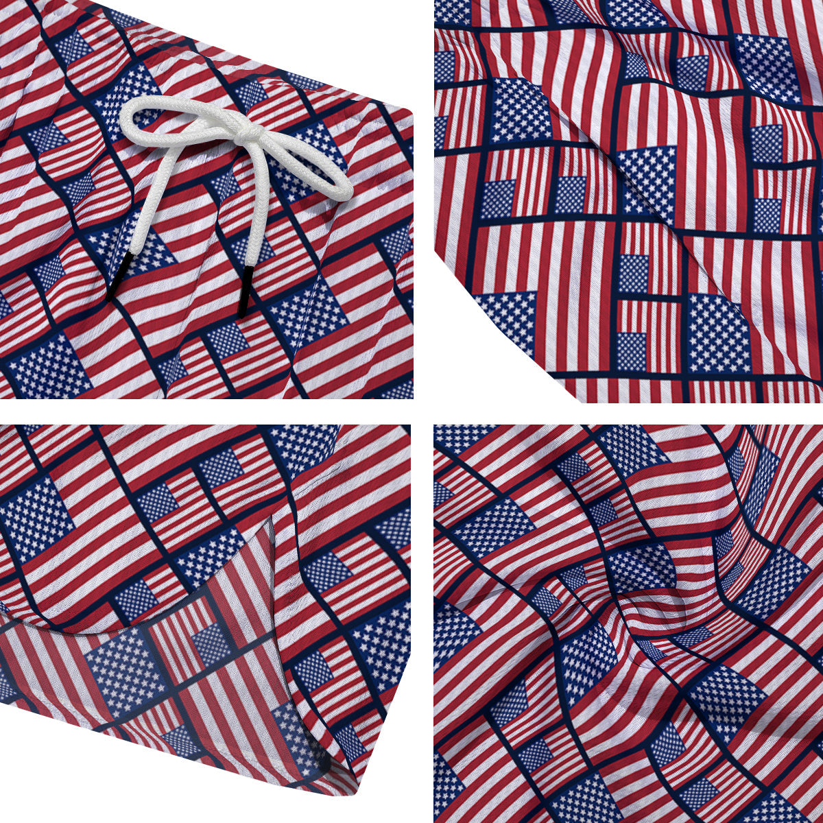 USA Flag Independence Day Print Pattern Men's Running Shorts-grizzshop