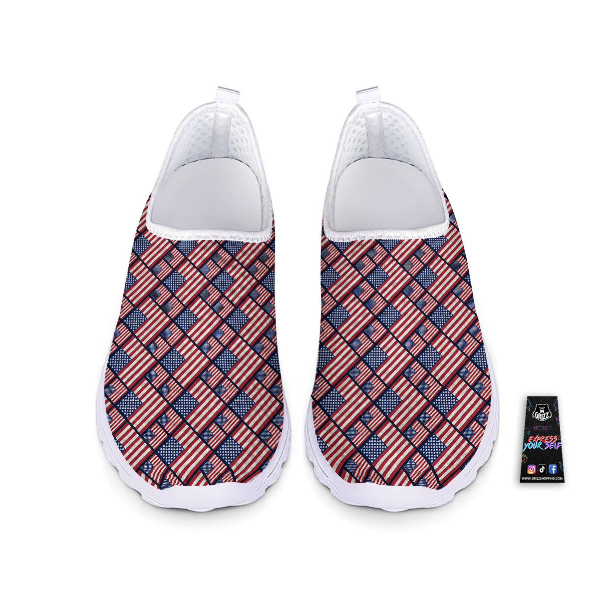 USA Flag Independence Day Print Pattern Nurse Shoes-grizzshop