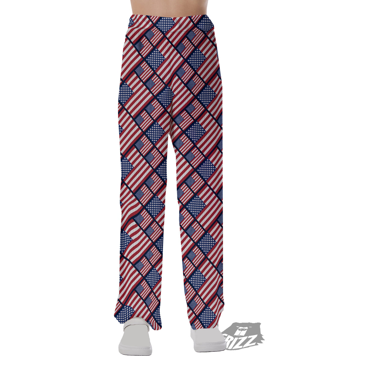 USA Flag Independence Day Print Pattern Pajama Pants-grizzshop