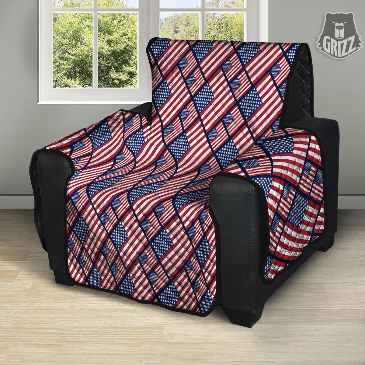 USA Flag Independence Day Print Pattern Recliner Protector-grizzshop