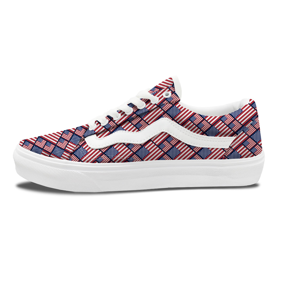 USA Flag Independence Day Print Pattern Skate Shoes-grizzshop