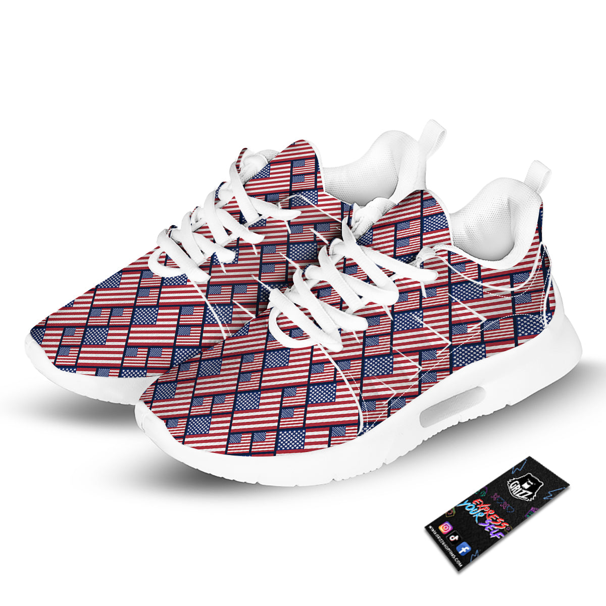 USA Flag Independence Day Print Pattern Tennis Shoes-grizzshop