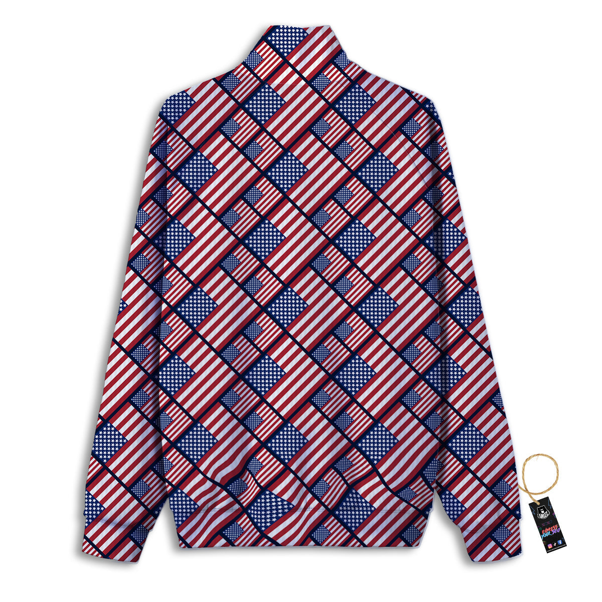 USA Flag Independence Day Print Pattern Track Jacket-grizzshop