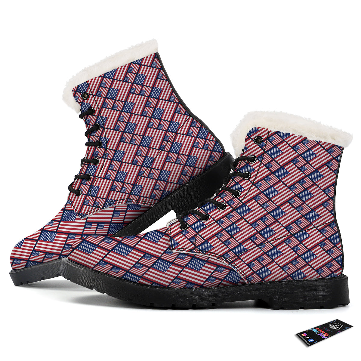 USA Flag Independence Day Print Pattern Winter Boots-grizzshop