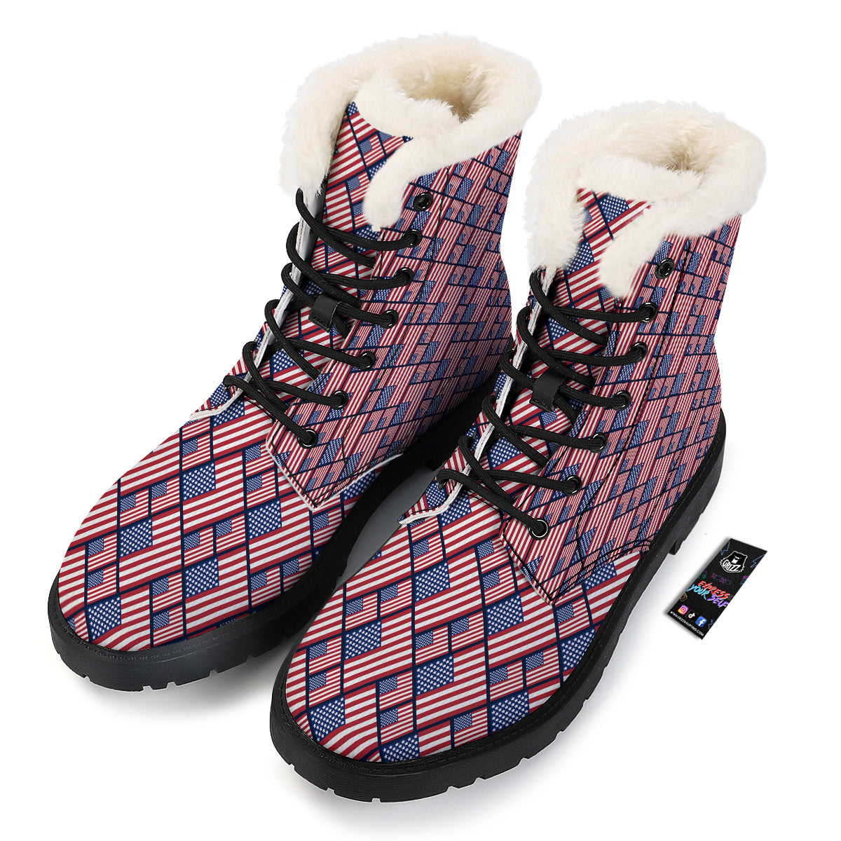 USA Flag Independence Day Print Pattern Winter Boots-grizzshop