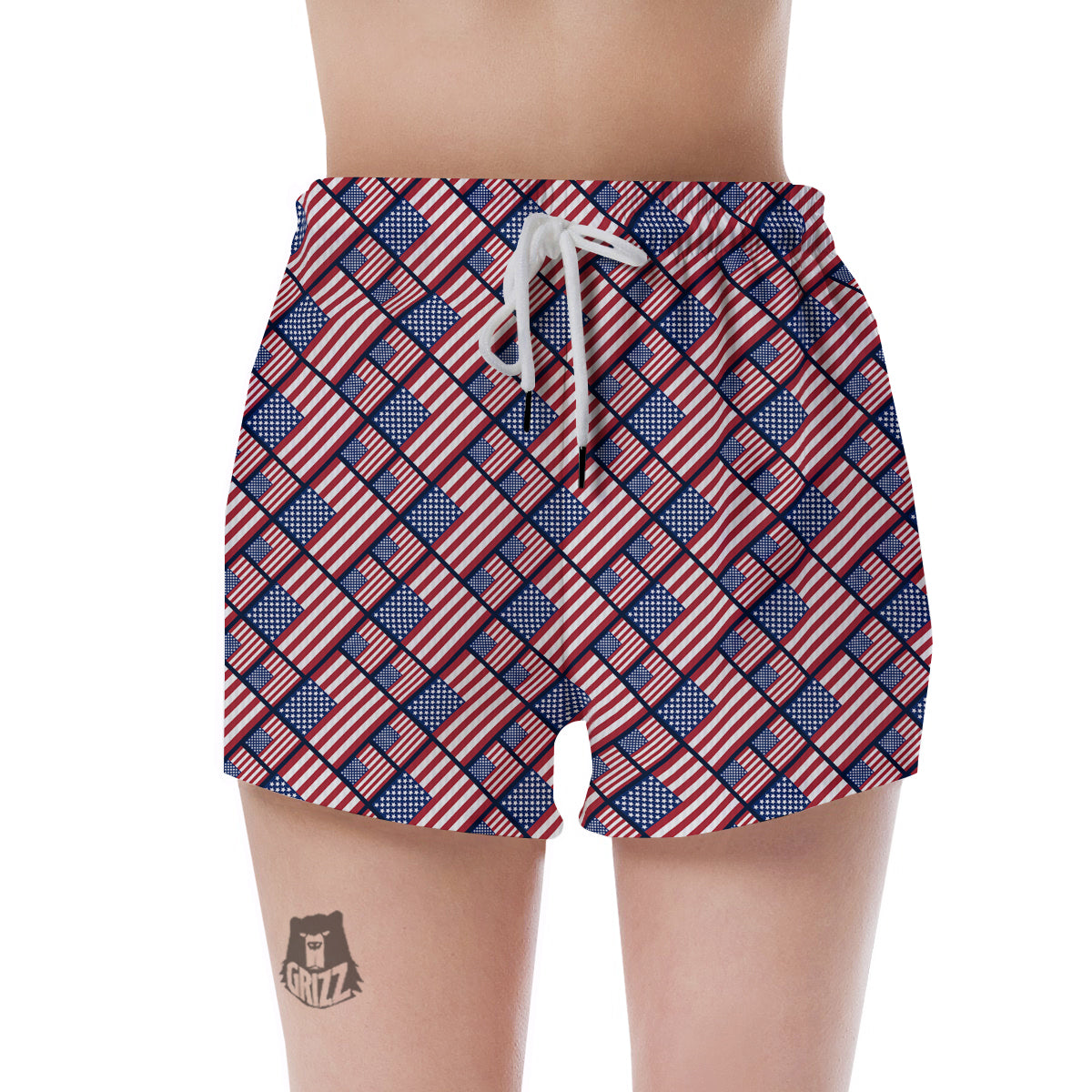 USA Flag Independence Day Print Pattern Women's Shorts-grizzshop