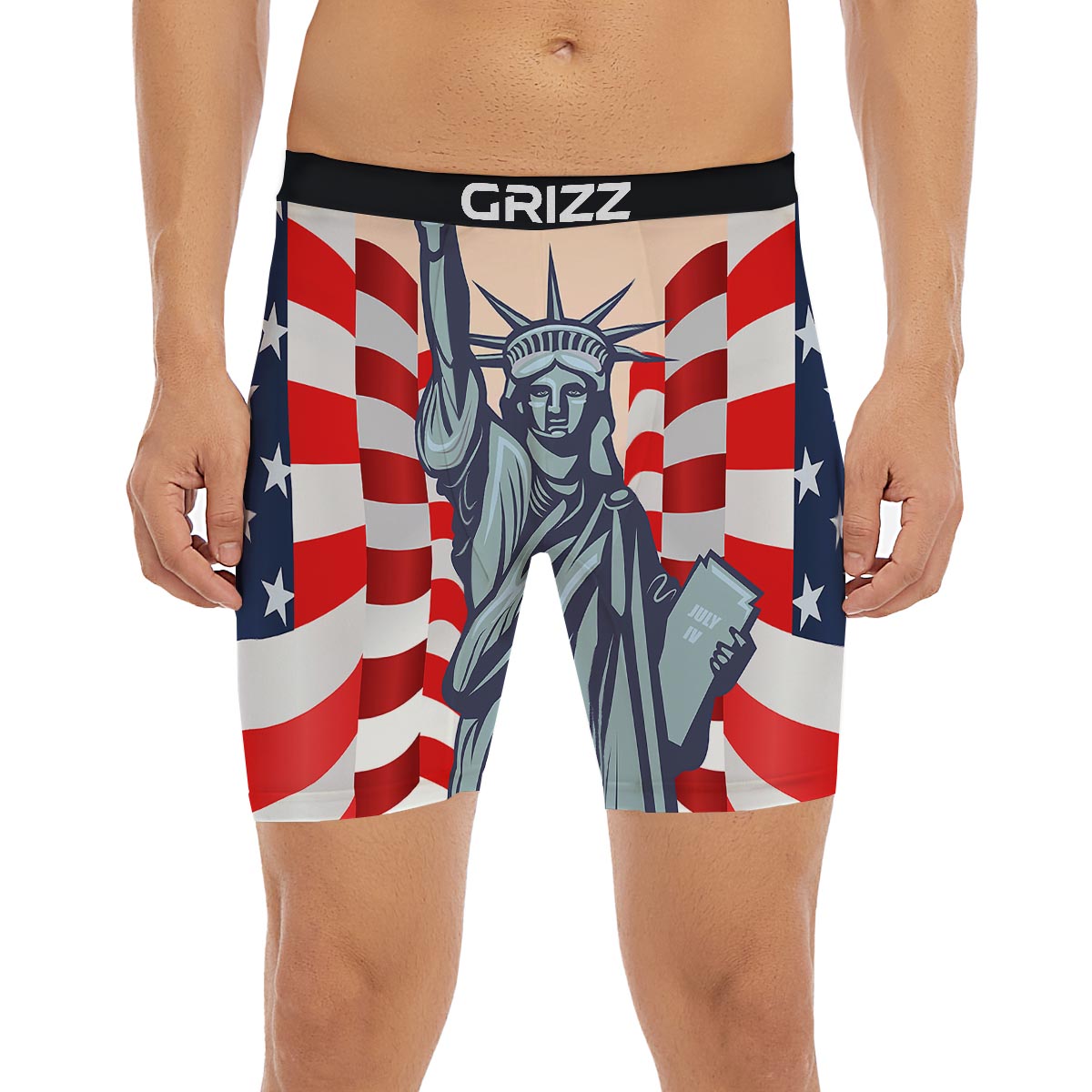 USA Flag Statue of Liberty Print Boxer Briefs-grizzshop