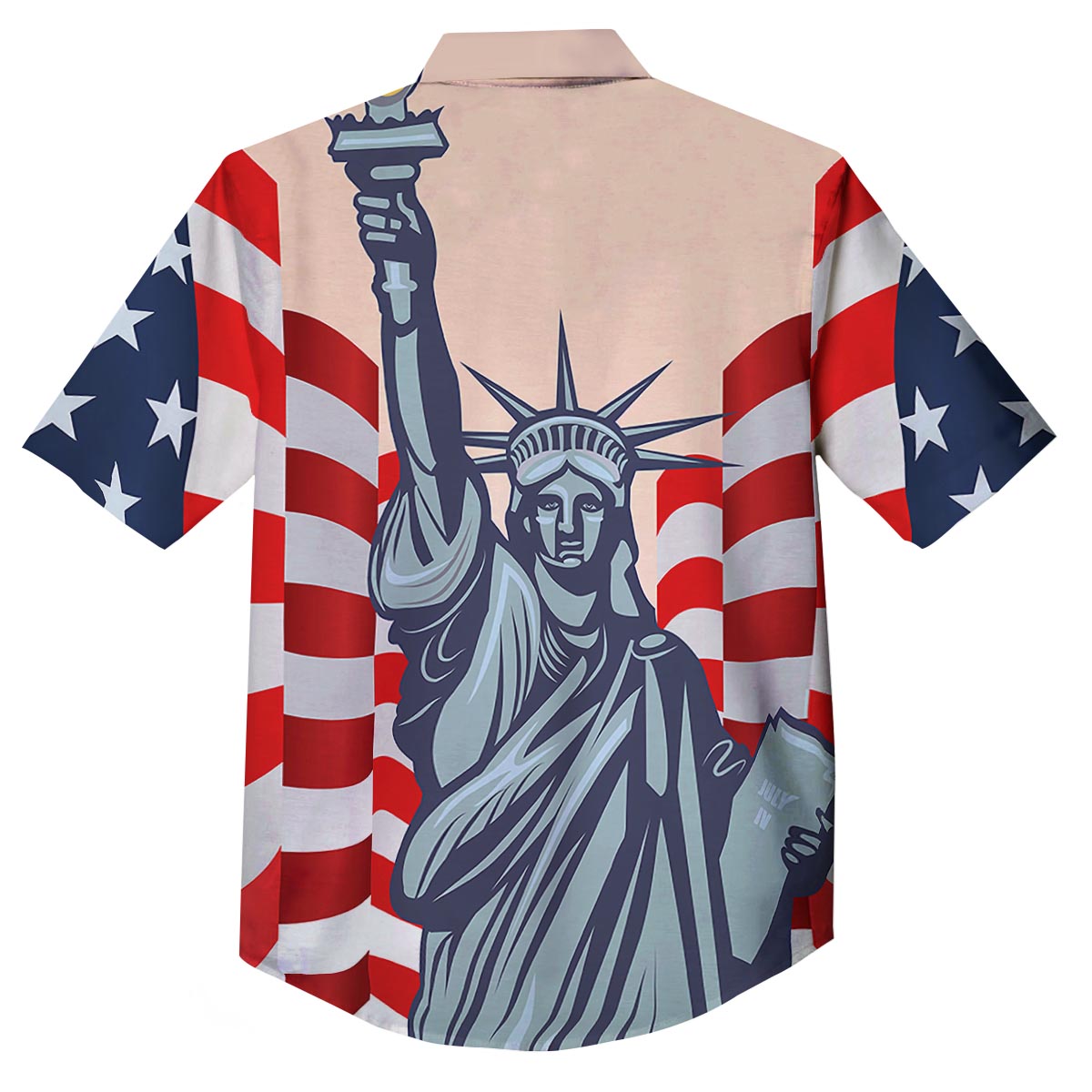 USA Flag Statue of Liberty Print Button Up Shirt-grizzshop